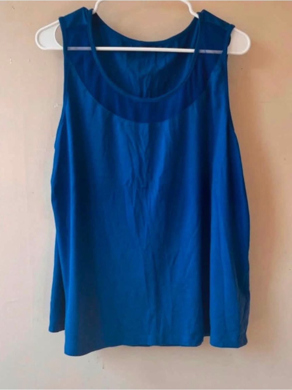 Blue Sleeveless Mesh Panel Tank Top Size 2X